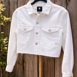 NEW G-Star Women's Cropped White Jean Jacket Size Small